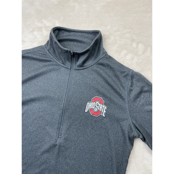 Alma Mater Jackets & Blazers - Ohio‎ State Buckeyes Womens M Pullover 1/4 Zip Long Sleeve Gray NCAA Jacket